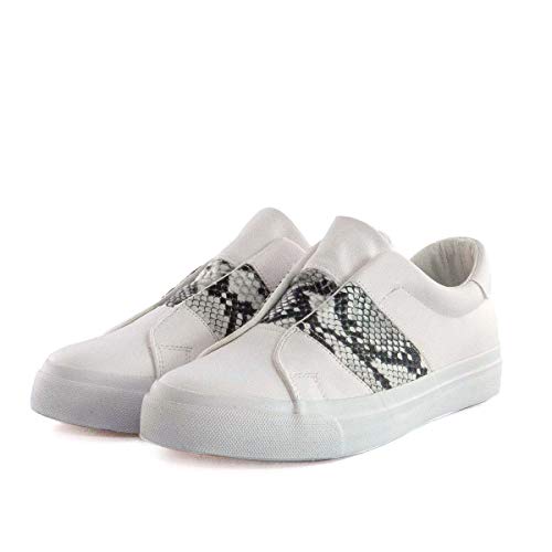 PAYMA - Zapatillas Bambas Deportivas Plataforma Mujer. Tenis Deporte, Casual y Caminar. Cierre Elastico y Velcro. Blancas y Animal Print PAYMA - Zapatillas Bambas Deportivas Plataforma Mujer. Tenis Deporte, Casual y Caminar. Cierre Elastico y Velcro. Blancas y Animal Print