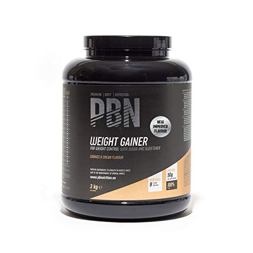 PBN Premium Body Nutrition Bote de ganador de peso, 3 kg, sabor galleta, sabor optimizado