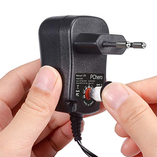 PChero 12W Fuente de Alimentación CA DC Adaptador de 3V a 12V con 6pcs DC Conectores Intercambiables para Electrónica Doméstica - 1000mAh