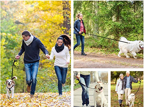 Pecute Correa Perro Extensible con Costuras Reflectantes Lluminosas para Perros Tamaño Mediano y Grande Hasta 50KG 5M y Bolsa de Basura, Talla XL Pecute Correa Perro Extensible con Costuras Reflectantes Lluminosas para Perros Tamaño Mediano y Grande Hasta 50KG 5M y Bolsa de Basura, Talla XL
