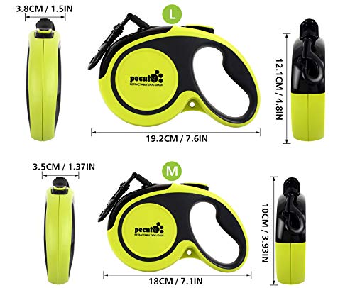 Pecute Correa Perro Extensible con Costuras Reflectantes Lluminosas para Perros Tamaño Mediano y Grande Hasta 50KG 5M y Bolsa de Basura, Talla XL Pecute Correa Perro Extensible con Costuras Reflectantes Lluminosas para Perros Tamaño Mediano y Grande Hasta 50KG 5M y Bolsa de Basura, Talla XL