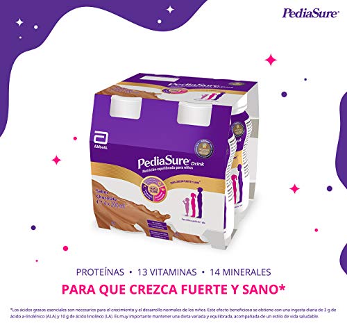 PediaSure drink – Batido para Niños, Sabor Chocolate, con Proteínas, Vitaminas y Minerales - Pack 4 botellas x 200 ml