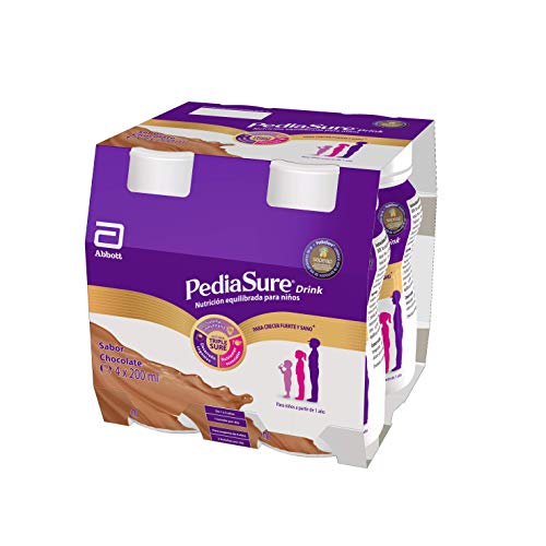 PediaSure drink – Batido para Niños, Sabor Chocolate, con Proteínas, Vitaminas y Minerales - Pack 4 botellas x 200 ml