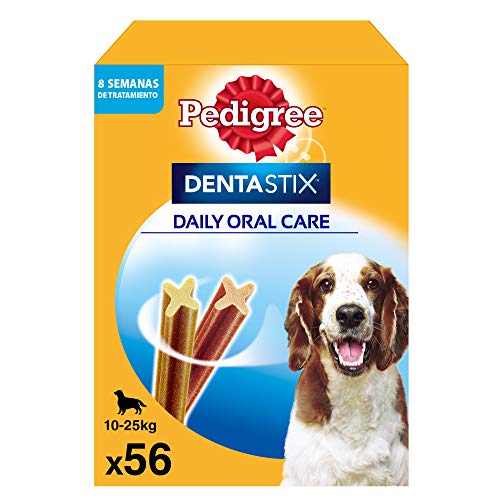 Pedigree Pack de Dentastix de uso Diario para la Limpieza Dental de Perros Medianos (56ud)