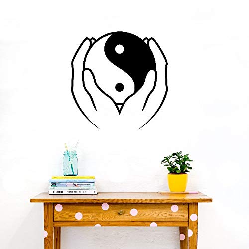 pegatina de pared pegatina de pared frases Yoga Yin Yang, mano, cepillo para palma, Yin Yang, hombres, mujeres, inicio para sala de estar dormitorio