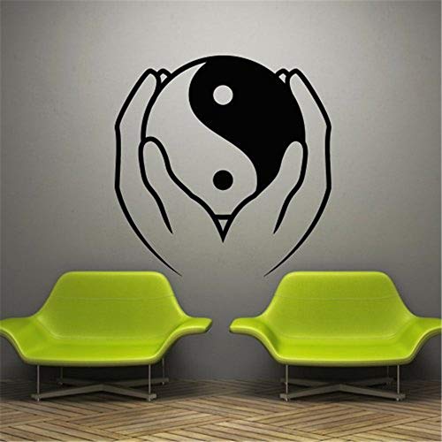 pegatina de pared pegatina de pared frases Yoga Yin Yang, mano, cepillo para palma, Yin Yang, hombres, mujeres, inicio para sala de estar dormitorio