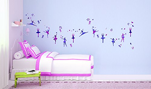Pegatina de pared – Tatuajes de pared para habitaciones infantiles, salones, habitaciones, habitación del bebé - Decoración mural moderna –Vinilos decorativos para pared 2 x 70x25cm bailarinas