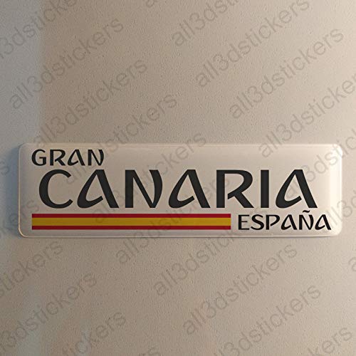 Pegatina Gran Canaria España Resina, Pegatina Relieve 3D Bandera Gran Canaria España 120x30mm Adhesivo Vinilo