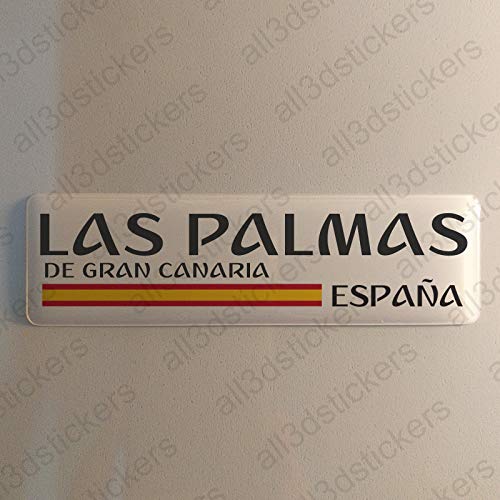 Pegatina Las Palmas de Gran Canaria España Resina, Pegatina Relieve 3D Bandera Las Palmas de Gran Canaria España 120x30mm Adhesivo Vinilo