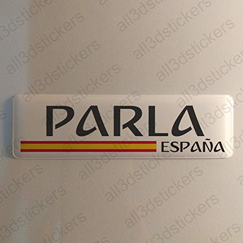 Pegatina Parla España Resina, Pegatina Relieve 3D Bandera Parla España 120x30mm Adhesivo Vinilo