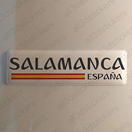 Pegatina Salamanca España Resina, Pegatina Relieve 3D Bandera Salamanca España 120x30mm Adhesivo Vinilo
