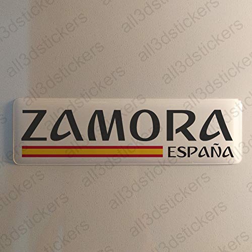 Pegatina Zamora España Resina, Pegatina Relieve 3D Bandera Zamora España 120x30mm Adhesivo Vinilo