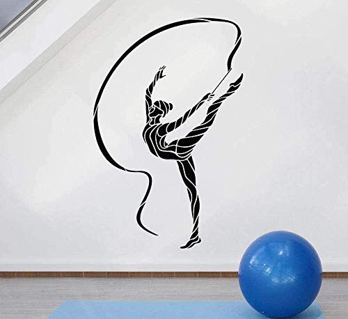 Pegatinas De Pared Apliques Resumen Gimnasia Rítmica Deporte Chica Atleta Niñas Dormitorio Estadio Decoración Interior Arte 57X37cm