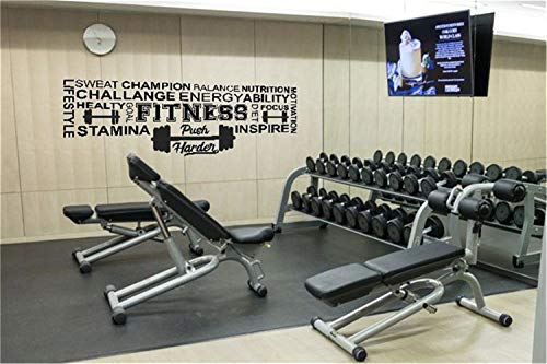 pegatinas de pared espejo Fitness Gym Etiqueta Fitness Palabras Desafío Energía Habilidad Para Gimnasio