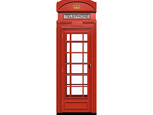 Pegatinas Vinilo para Frigorífico Cabina telefonos Londres | Varias Medidas 200x60cm | Adhesivo Resistente y de Fácil Aplicación | Pegatina Adhesiva Decorativa de Diseño Elegante