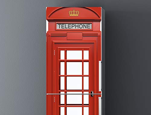 Pegatinas Vinilo para Frigorífico Cabina telefonos Londres | Varias Medidas 200x60cm | Adhesivo Resistente y de Fácil Aplicación | Pegatina Adhesiva Decorativa de Diseño Elegante