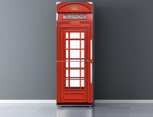 Pegatinas Vinilo para Frigorífico Cabina telefonos Londres | Varias Medidas 200x60cm | Adhesivo Resistente y de Fácil Aplicación | Pegatina Adhesiva Decorativa de Diseño Elegante