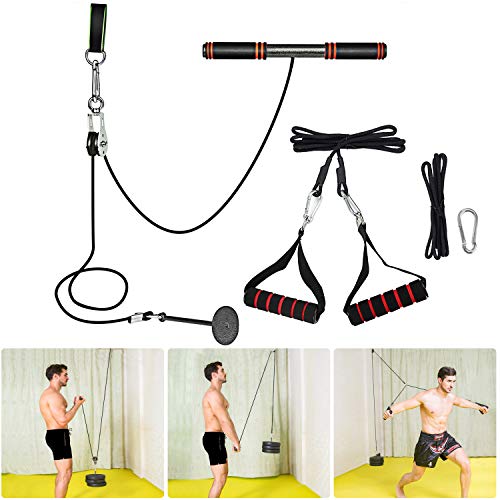 PELLOR Accesorio de Entrenamiento para Antebrazos, Ejercitador de la Mano, Entrenador de Resistencia de Rodillos Equipo para Ejercicios de Entrenamiento de Fuerza con Brazos y Cuerdas