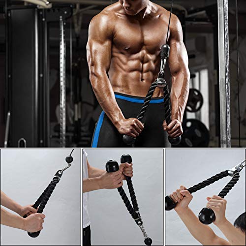 PELLOR Accesorio de Entrenamiento para Antebrazos,12PCS Accesorios Poleas Gimnasio, Entrenador de Resistencia de Rodillos Equipo para Ejercicios de Entrenamiento de Fuerza con Brazos y Cuerdas