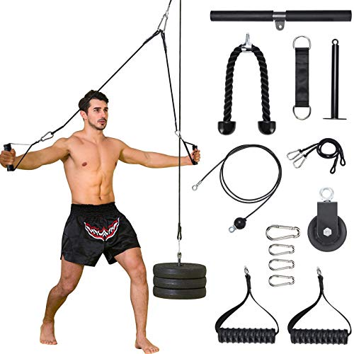 PELLOR Accesorio de Entrenamiento para Antebrazos,12PCS Accesorios Poleas Gimnasio, Entrenador de Resistencia de Rodillos Equipo para Ejercicios de Entrenamiento de Fuerza con Brazos y Cuerdas