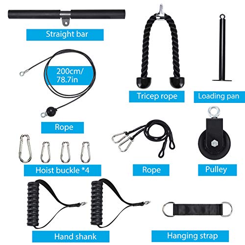 PELLOR Accesorio de Entrenamiento para Antebrazos,12PCS Accesorios Poleas Gimnasio, Entrenador de Resistencia de Rodillos Equipo para Ejercicios de Entrenamiento de Fuerza con Brazos y Cuerdas