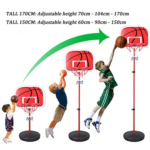 PELLOR Canasta Aro de Baloncesto Ajustable,150CM/170CM Aro de Blaconcesto con Balancesto para Niños y Infantils