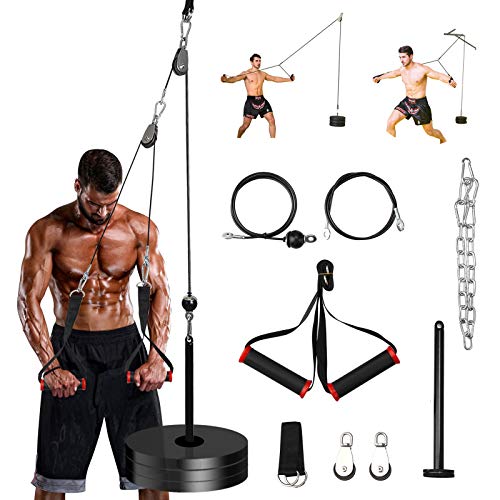 PELLOR Poleas Gimnasio para Casa, Accesorio de Entrenamiento para Antebrazos,Entrenador de Resistencia de Rodillos Equipo para Ejercicios de Entrenamiento de Fuerza con Brazos y Cuerdas