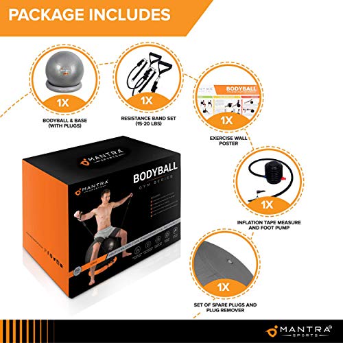 Pelota de Pilates | Balón de Ejercicio | Bola de Embarazada, Yoga, Fitness y Gimnasio - 55cm / 65cm / 75cm Anti Explosión Fitball Silla Equilibrio con Base, Gomas de Resistencia, Guia Fitness y Bomba Pelota de Pilates | Balón de Ejercicio | Bola de Embarazada, Yoga, Fitness y Gimnasio - 55cm / 65cm / 75cm Anti Explosión Fitball Silla Equilibrio con Base, Gomas de Resistencia, Guia Fitness y Bomba