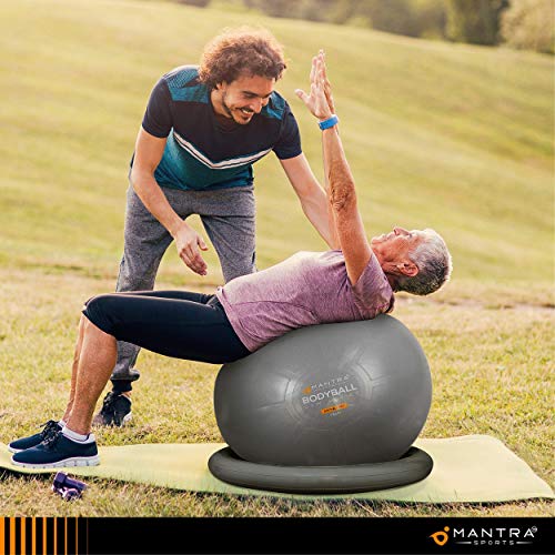 Pelota de Pilates | Balón de Ejercicio | Bola de Embarazada, Yoga, Fitness y Gimnasio - 55cm / 65cm / 75cm Anti Explosión Fitball Silla Equilibrio con Base, Gomas de Resistencia, Guia Fitness y Bomba