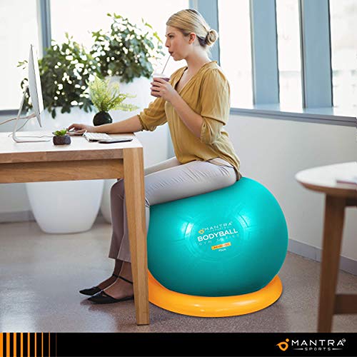 Pelota de Pilates | Balón de Ejercicio | Bola de Embarazada, Yoga, Fitness y Gimnasio - 55cm / 65cm / 75cm Anti Explosión Fitball Silla Equilibrio con Base, Gomas de Resistencia, Guia Fitness y Bomba