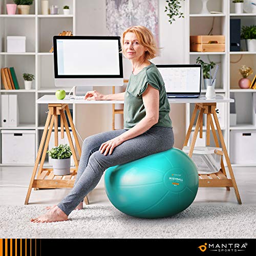 Pelota de Pilates | Balón de Ejercicio | Bola de Embarazada, Yoga, Fitness y Gimnasio - 55cm / 65cm / 75cm Fitball Silla Equilibrio – Extra Gruesa, Antideslizante & Anti Explosión – con Bomba y Guía