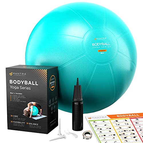 Pelota de Pilates | Balón de Ejercicio | Bola de Embarazada, Yoga, Fitness y Gimnasio - 55cm / 65cm / 75cm Fitball Silla Equilibrio – Extra Gruesa, Antideslizante & Anti Explosión – con Bomba y Guía