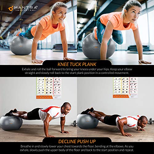 Pelota de Pilates | Balón de Ejercicio | Bola de Embarazada, Yoga, Fitness y Gimnasio - 55cm / 65cm / 75cm Fitball Silla Equilibrio – Extra Gruesa, Antideslizante & Anti Explosión – con Bomba y Guía Pelota de Pilates | Balón de Ejercicio | Bola de Embarazada, Yoga, Fitness y Gimnasio - 55cm / 65cm / 75cm Fitball Silla Equilibrio – Extra Gruesa, Antideslizante & Anti Explosión – con Bomba y Guía