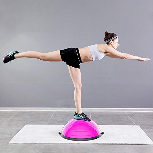 Pelota de Pilates – Media Pelota Fitness – Tabla de Equilibrio con Cuerdas de Tensión – Puede Usarse en Ambos Lados Gym Pelota Balón Semiesfera de Resistencia con Inflador y Cables Yoga y Fitness