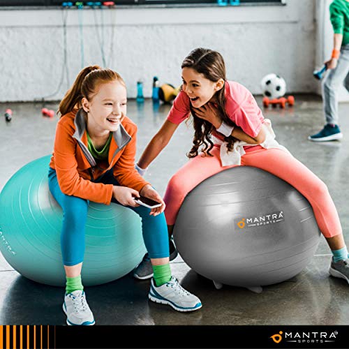 Pelota de Pilates, Yoga, Fitness y Gimnasio | Balón de Ejercicio | Bola Fitball para Niños - 45cm / 55cm Silla de Escritorio Pelota Equilibrio para Casa y Aulas con Guías, Banda Resistencia y Bomba