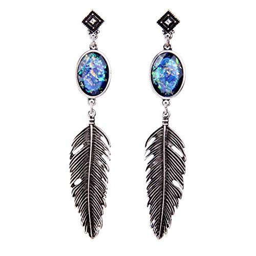 Pendientes Eardrop Dangler Joyas Para Mujeres Vintage Colgante De Plumas Elíptico De Aleación De Las Mujeres S Stud Earrings-A