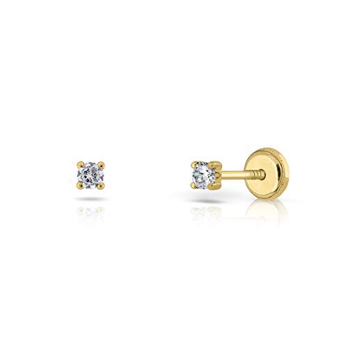 Pendientes oro de ley certificado garra 4 patillas con circon medidas 2-2,5-3-4-5-6 mm. Cierre de seguridad. (2 mm - Rosca) Pendientes oro de ley certificado garra 4 patillas con circon medidas 2-2,5-3-4-5-6 mm. Cierre de seguridad. (2 mm - Rosca)