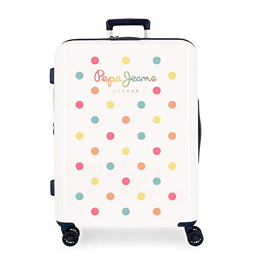 Pepe Jeans Emma Maleta Mediana Blanco 48x70x26 cms Rígida ABS Cierre TSA 81L 4,2Kgs 4 Ruedas Extensible Pepe Jeans Emma Maleta Mediana Blanco 48x70x26 cms Rígida ABS Cierre TSA 81L 4,2Kgs 4 Ruedas Extensible