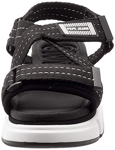 Pepe Jeans FALMER Cross, Sandalias con Plataforma Mujer, Negro 999, 37 EU