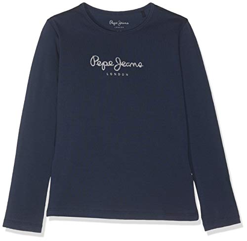 Pepe Jeans Hana Glitter L/S Camiseta, Azul (Navy 595), 4 años para Niñas