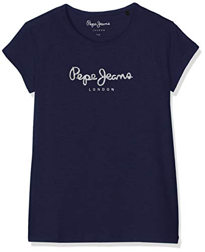 Pepe Jeans Hana Glitter S/S Camiseta, Azul (Navy 595), 8 aƱos (Talla del Fabricante: 8) para NiƱas Pepe Jeans Hana Glitter S/S Camiseta, Azul (Navy 595), 8 aƱos (Talla del Fabricante: 8) para NiƱas