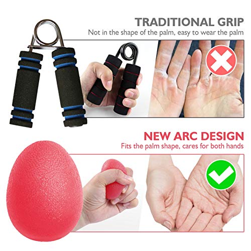 Peradix 3 Piezas Anti estrés Bolas, Fortalecedores de Mano, Pelota de Agarre - Huevo para Ejercicios y Rehabilitación Fortalecimiento de Manos y Dedos (3 Niveles de Resistencia)