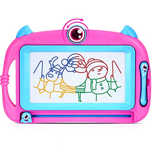 Peradix Pizarras de Dibujo magnética Infantil, Pizarra Magnética con Dos Plumas Mágicas Portátil Tablero de Dibujo Borrable Creatividad Educativos cumpleaños para Niños Rosa