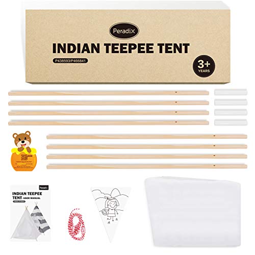 Peradix Tipi Infantil Tienda, Tipi Indio para Niños con Cubierta de Suelo y Ventana, Interior / Exterior Tienda Campaña para Niños, Carpa Tipi para Niños Fondo de Fotografía de Juguete (Blanco) Peradix Tipi Infantil Tienda, Tipi Indio para Niños con Cubierta de Suelo y Ventana, Interior / Exterior Tienda Campaña para Niños, Carpa Tipi para Niños Fondo de Fotografía de Juguete (Blanco)