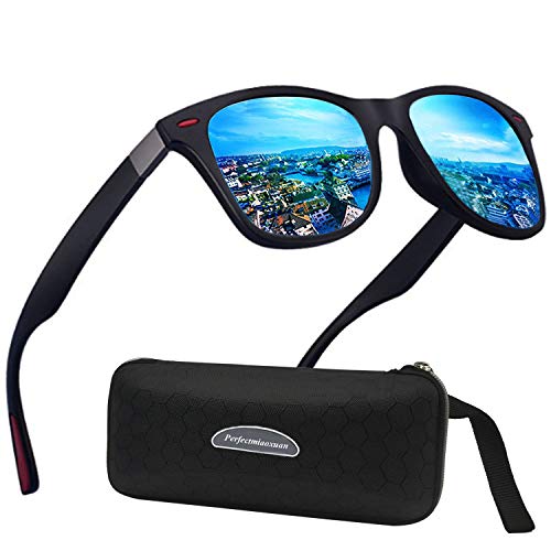 Perfectmiaoxuan Gafas de sol polarizadas Hombre Mujere Lujo Retro/Aire libre Deportes Golf Ciclismo Pesca Senderismo 100% protección UVA gafas unisex golf conducción Gafas gafas de sol (b1lue)