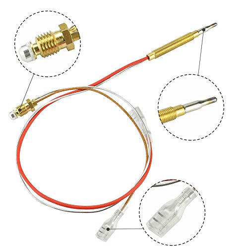 PERFETSELL Termopar Calentador Termopar Estufa Gas Al Aire Libre Calentador de Repuesto Tuercas M6 x 0,75 Rosca Cabeza Conexión Final M8 x1 con Termopar 0,41 Metros de Longitud + 2 Tuercas