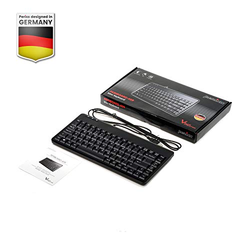 Perixx PERIBOARD-409 Mini Teclado Inglés (US QWERTY) - USB - Color Piano Negro - Dimensión 315x147x20mm