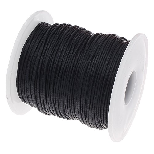 Perlin - 75 m de cordón de algodón encerado, negro, 1 mm, para joyas, hilo de algodón, hilo de cera, hilo de cera, cinta de perlas, bisutería C162 Perlin - 75 m de cordón de algodón encerado, negro, 1 mm, para joyas, hilo de algodón, hilo de cera, hilo de cera, cinta de perlas, bisutería C162