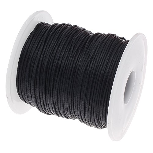 Perlin - 75 m de cordón de algodón encerado, negro, 1 mm, para joyas, hilo de algodón, hilo de cera, hilo de cera, cinta de perlas, bisutería C162