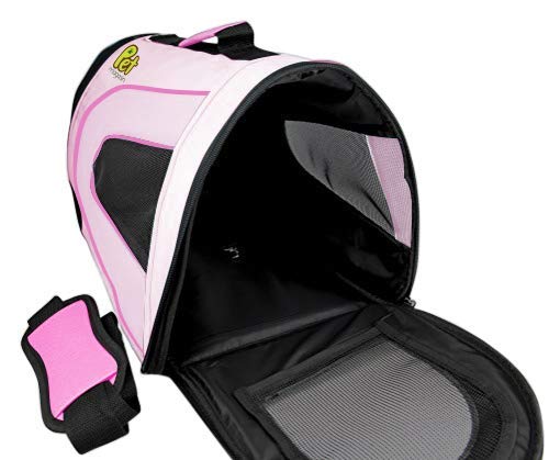 PET MAGASIN Transportín de Mascotas Plegable – Bolsa de Transporte Acolchada con Lados Blandos – Bolso de Viaje para Perros pequeños, Gatos y Cachorros, ventilación Superior (Grande, Pink)